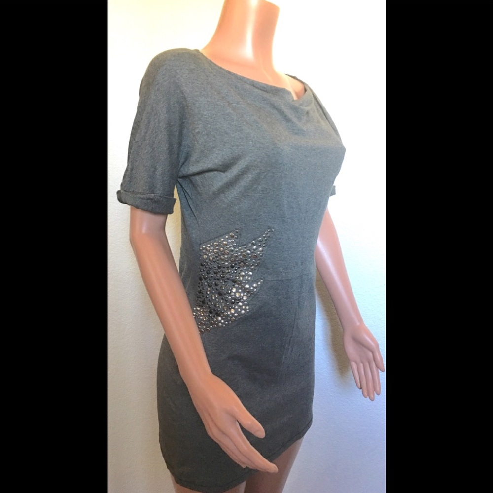 🔴2/$25 NWOT ZARA Grey Cotton Stretch Jersey Tunic Dress